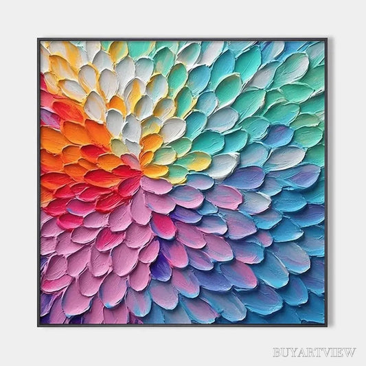 BUYARTVIEW Rainbow Burst – Textured Abstract Painting in Rainbow Colors - image 1