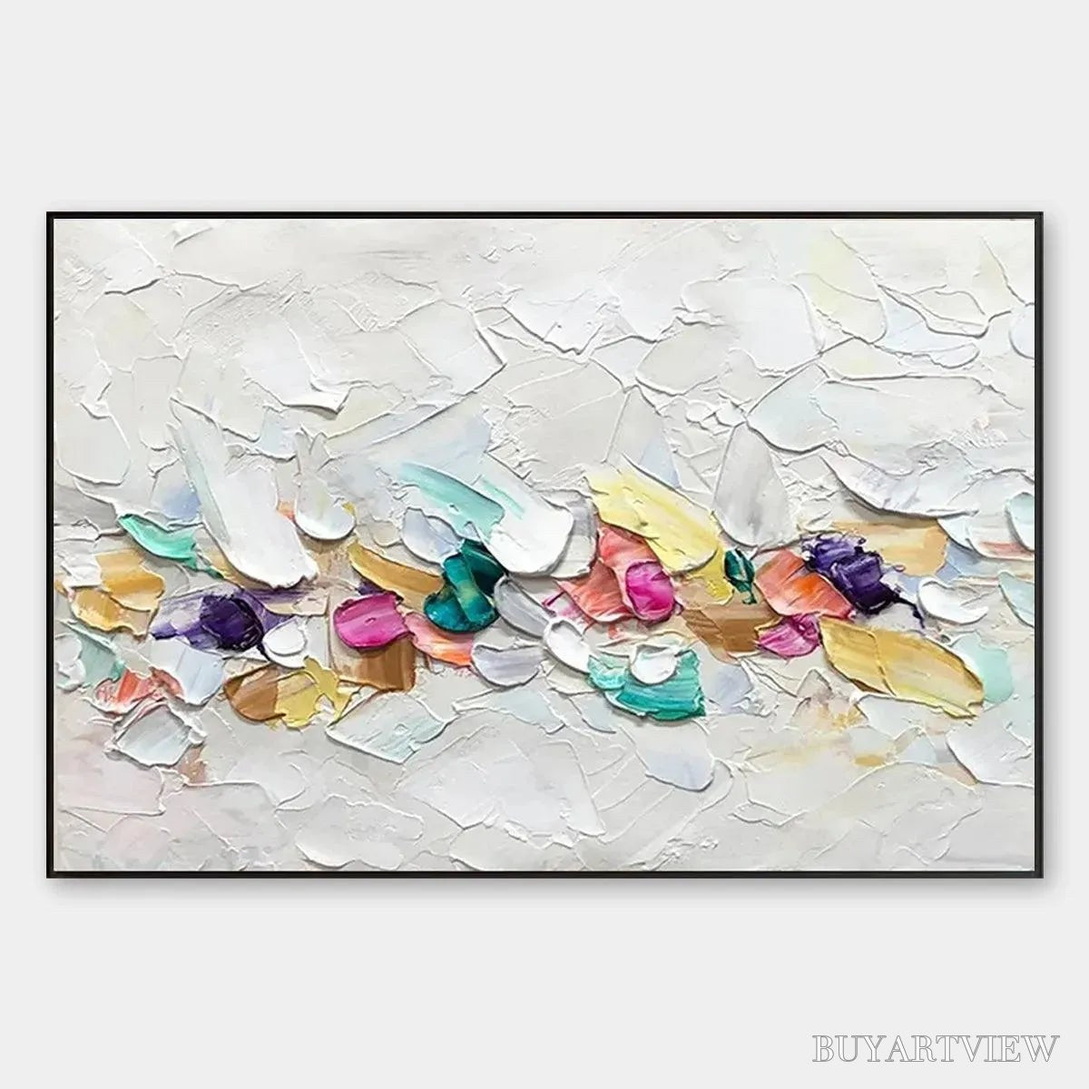 BUYARTVIEW Confetti Dream – Textured Abstract Painting in Pastel Rainbow - image 1