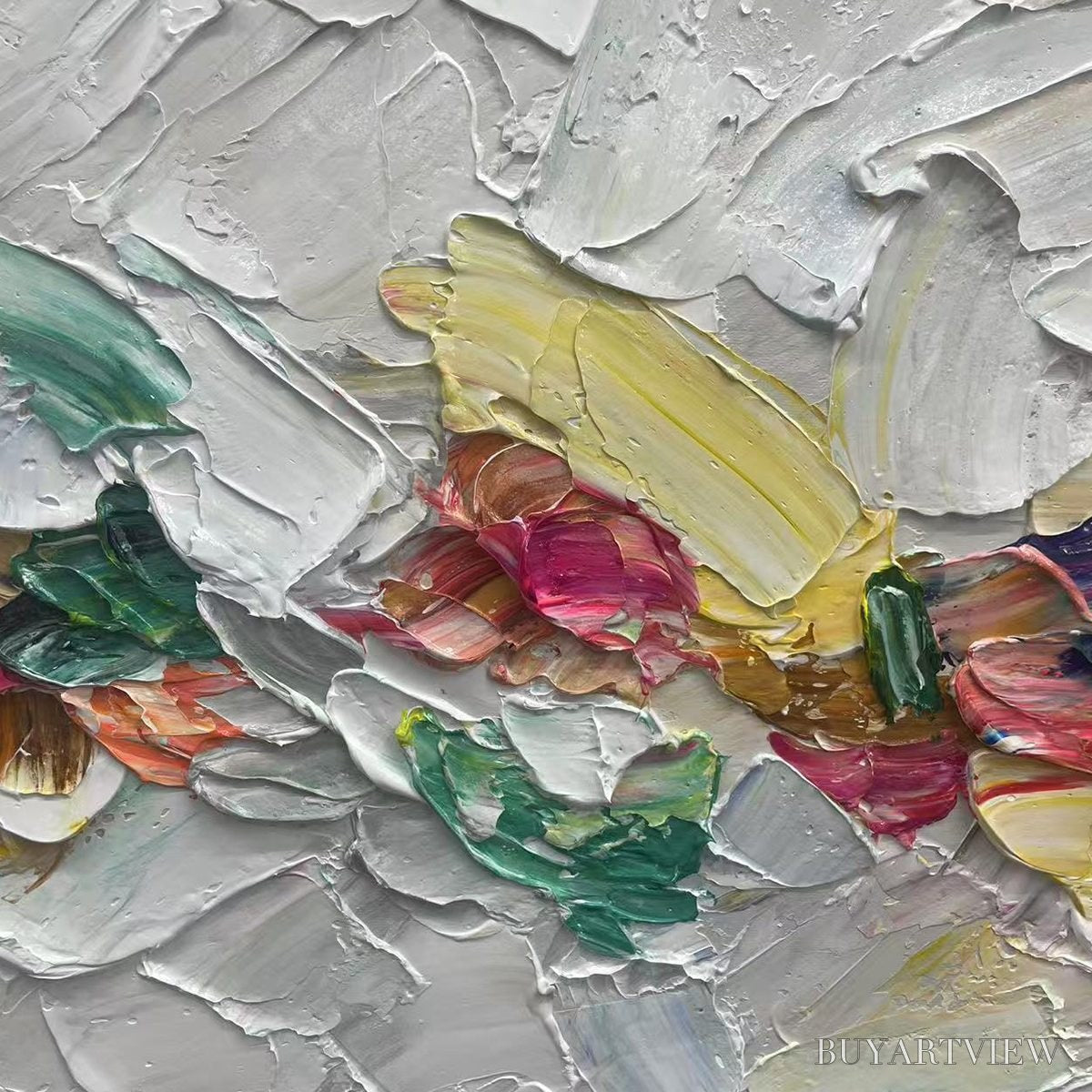 BUYARTVIEW Confetti Dream – Textured Abstract Painting in Pastel Rainbow - image 3