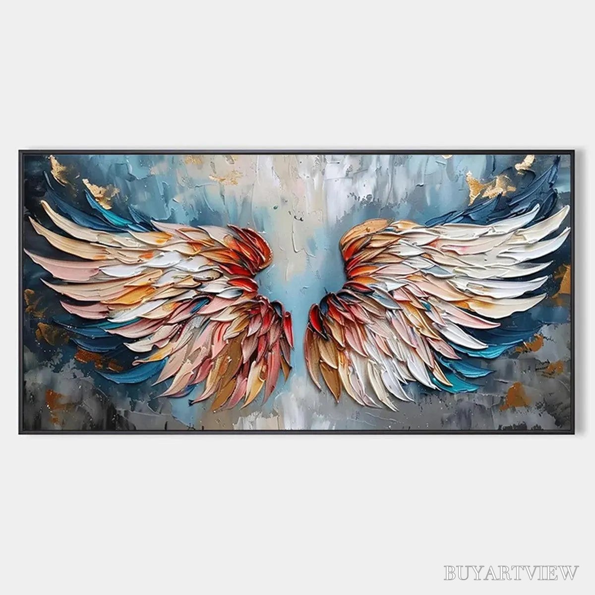 BUYARTVIEW Angel Wings – Textured Impasto Angel Wings Painting in Colorful Hues - image 1