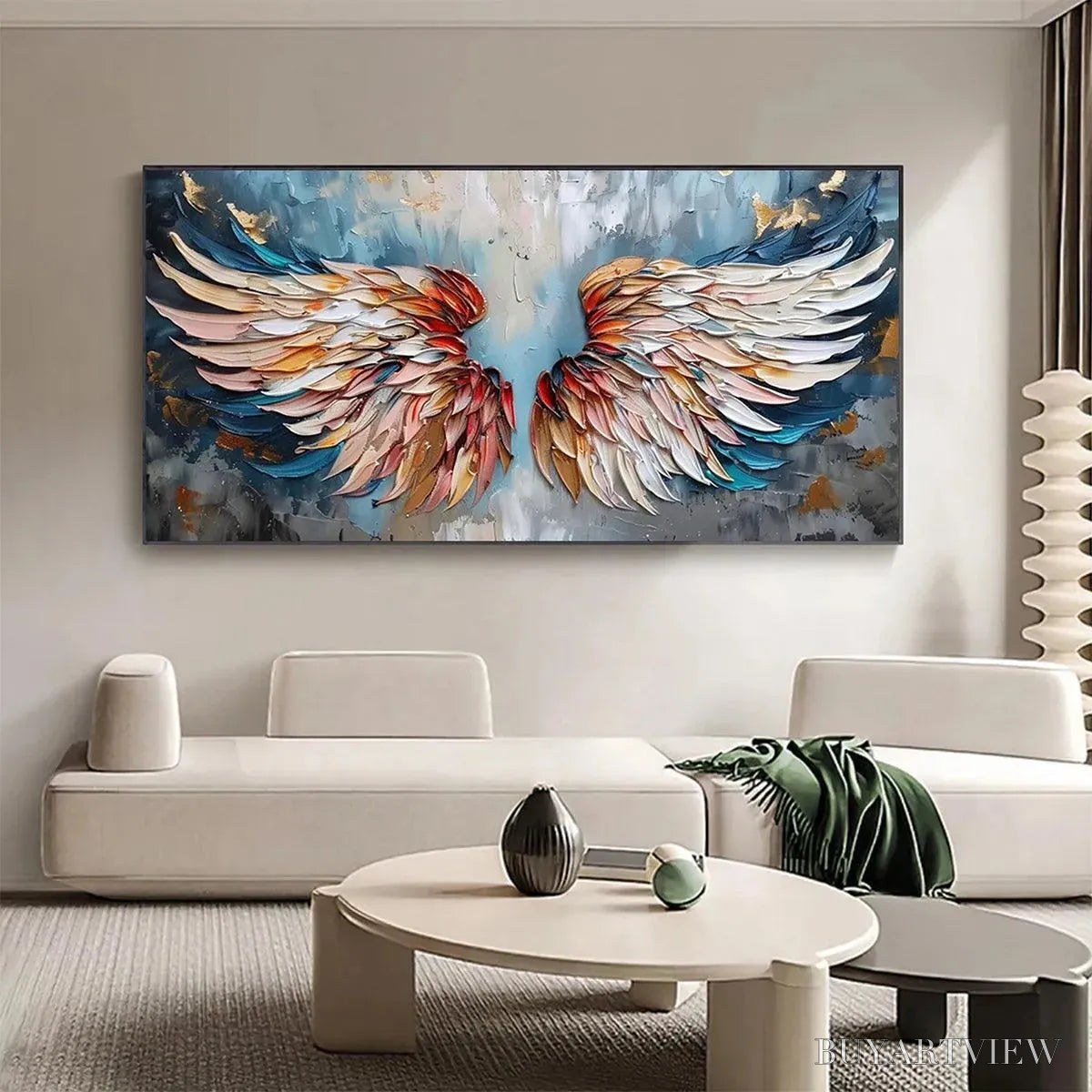 BUYARTVIEW Angel Wings – Textured Impasto Angel Wings Painting in Colorful Hues - image 2