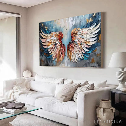 BUYARTVIEW Angel Wings – Textured Impasto Angel Wings Painting in Colorful Hues - image 4