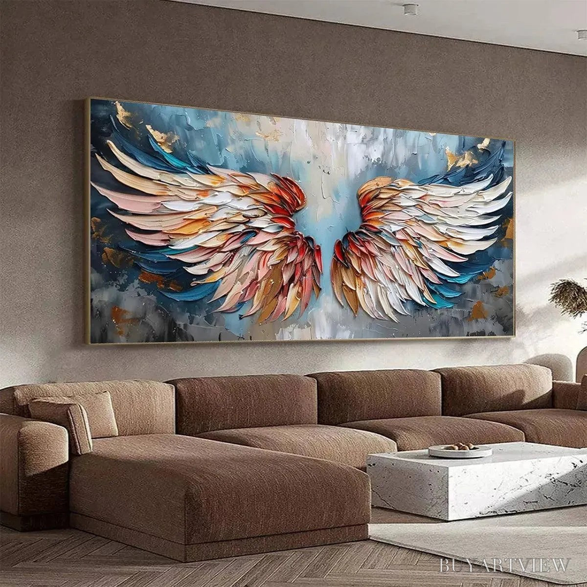 BUYARTVIEW Angel Wings – Textured Impasto Angel Wings Painting in Colorful Hues - image 5