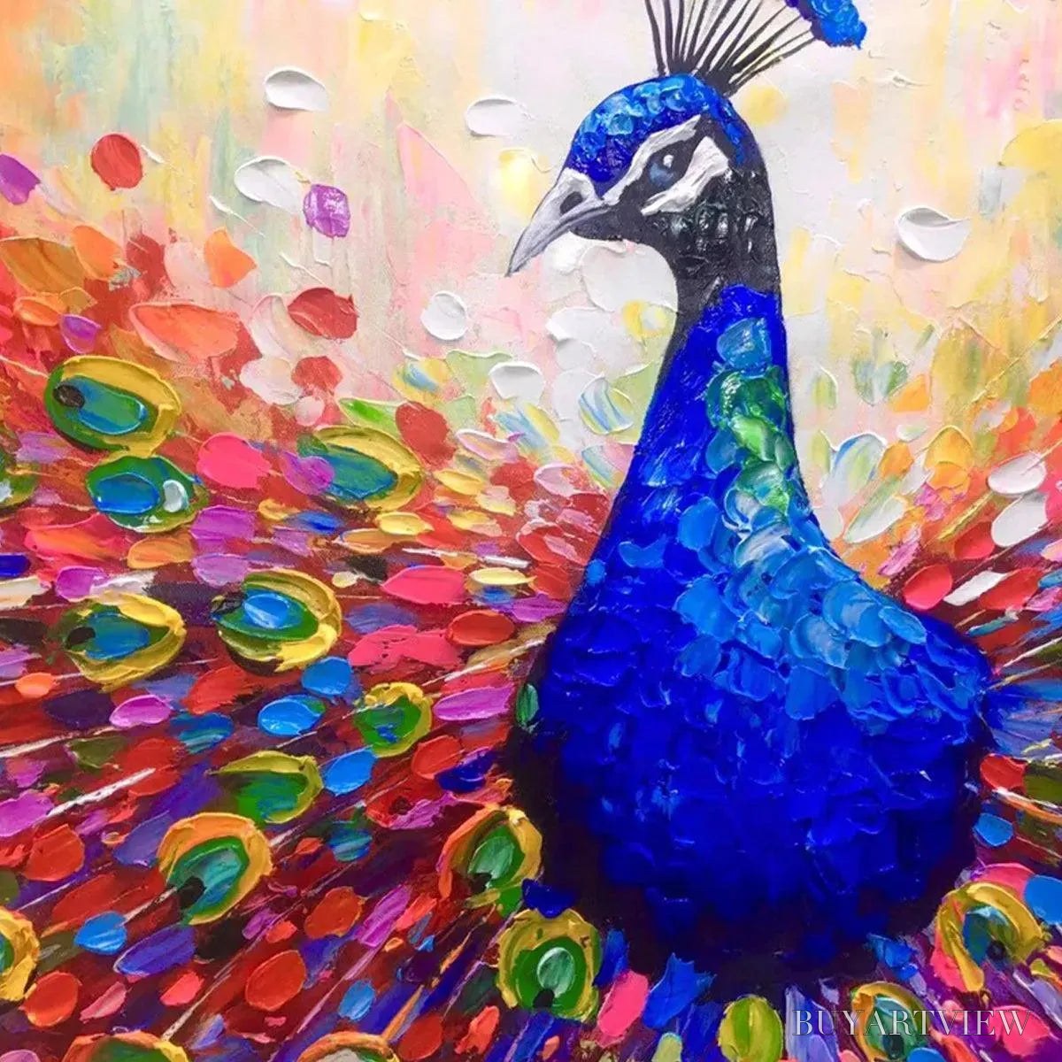 BUYARTVIEW Majestic Peacock – Vibrant Peacock Painting on Canvas - image 3