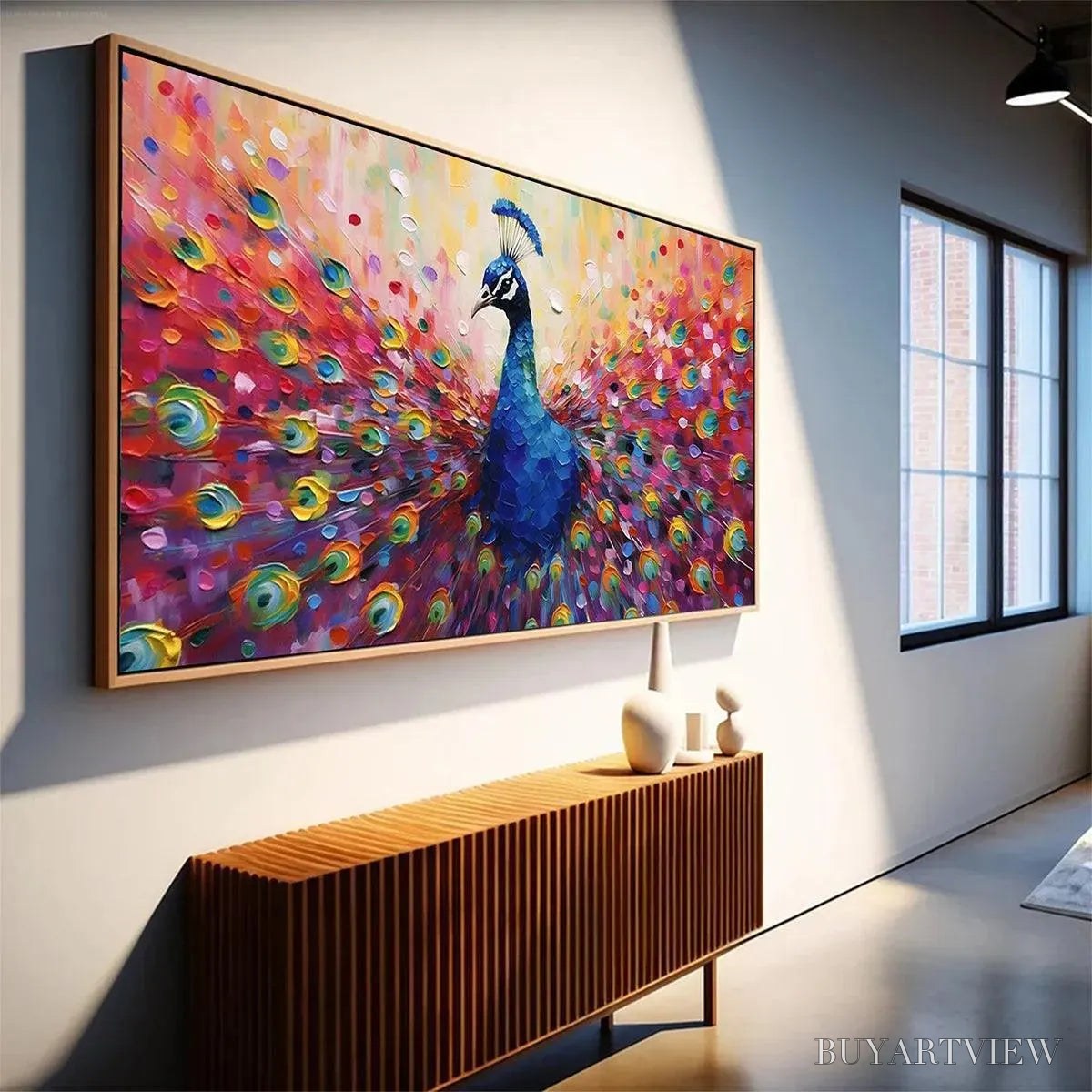 BUYARTVIEW Majestic Peacock – Vibrant Peacock Painting on Canvas - image 4