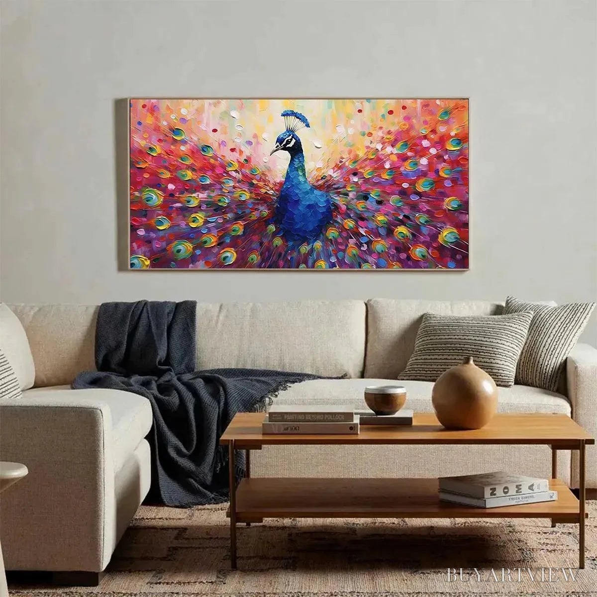BUYARTVIEW Majestic Peacock – Vibrant Peacock Painting on Canvas - image 6