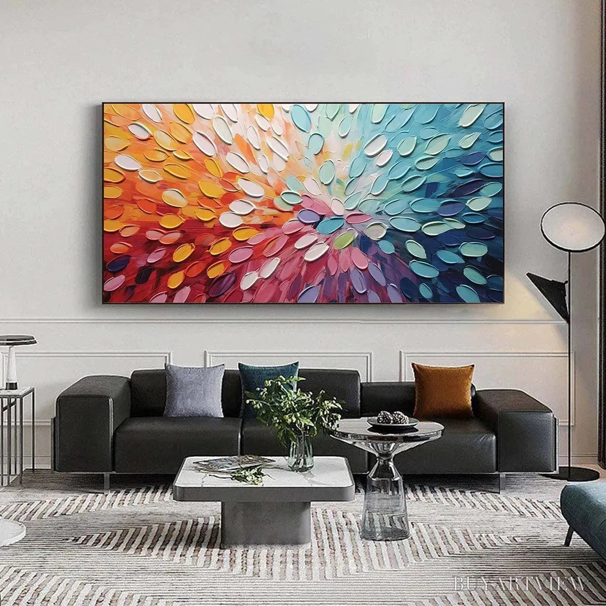 BUYARTVIEW Rainbow Burst – Textured Abstract Painting in Rainbow Colors - image 2