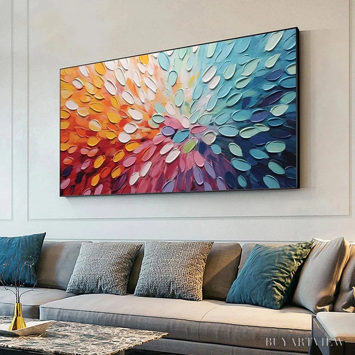 BUYARTVIEW Rainbow Burst – Textured Abstract Painting in Rainbow Colors - image 4