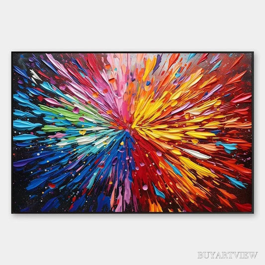 BUYARTVIEW Color Explosion – Textured Impasto Abstract Painting in Rainbow Colors - image 1
