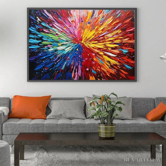 BUYARTVIEW Color Explosion – Textured Impasto Abstract Painting in Rainbow Colors - image 2