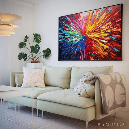 BUYARTVIEW Color Explosion – Textured Impasto Abstract Painting in Rainbow Colors - image 4