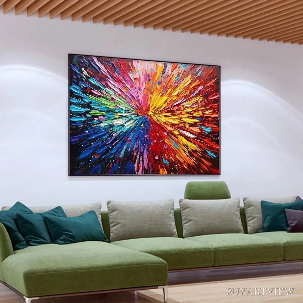 BUYARTVIEW Color Explosion – Textured Impasto Abstract Painting in Rainbow Colors - image 6