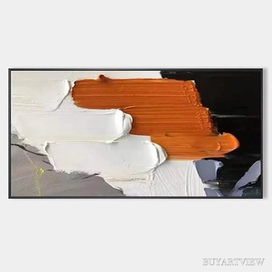 BUYARTVIEW Orange Burst – Textured Abstract Painting in Orange, White, and Black - image 1