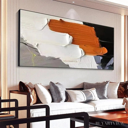 BUYARTVIEW Orange Burst – Textured Abstract Painting in Orange, White, and Black - image 5