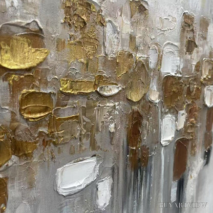 BUYARTVIEW Golden Abstract – Textured Gold and White Abstract Painting - image 3