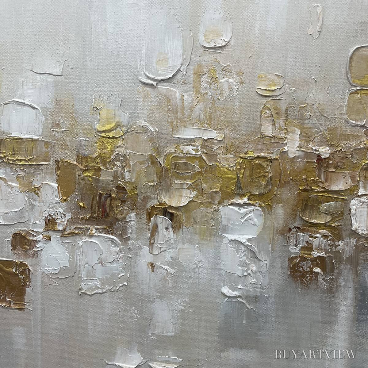 BUYARTVIEW Golden Abstract – Textured Gold and White Abstract Painting - image 5
