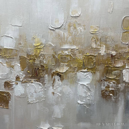 BUYARTVIEW Golden Abstract – Textured Gold and White Abstract Painting - image 5