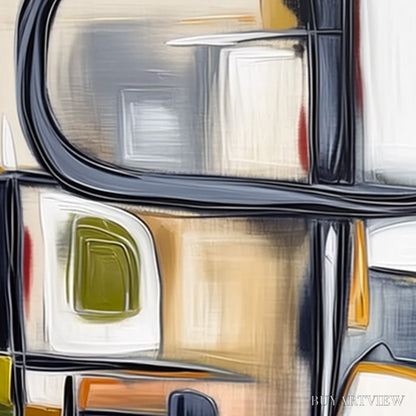 BUYARTVIEW Structured Chaos – Modern Square Abstract Painting with Architectural Lines - image 5