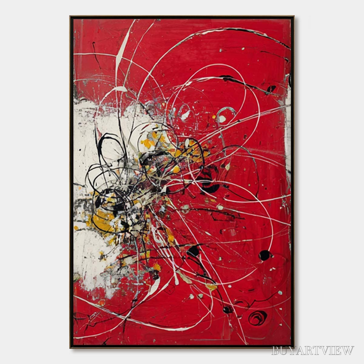 BUYARTVIEW Ignition – Bold Red and Black Abstract Expressionist - image 1