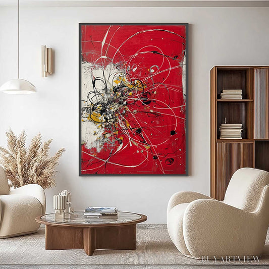 BUYARTVIEW Ignition – Bold Red and Black Abstract Expressionist - image 2