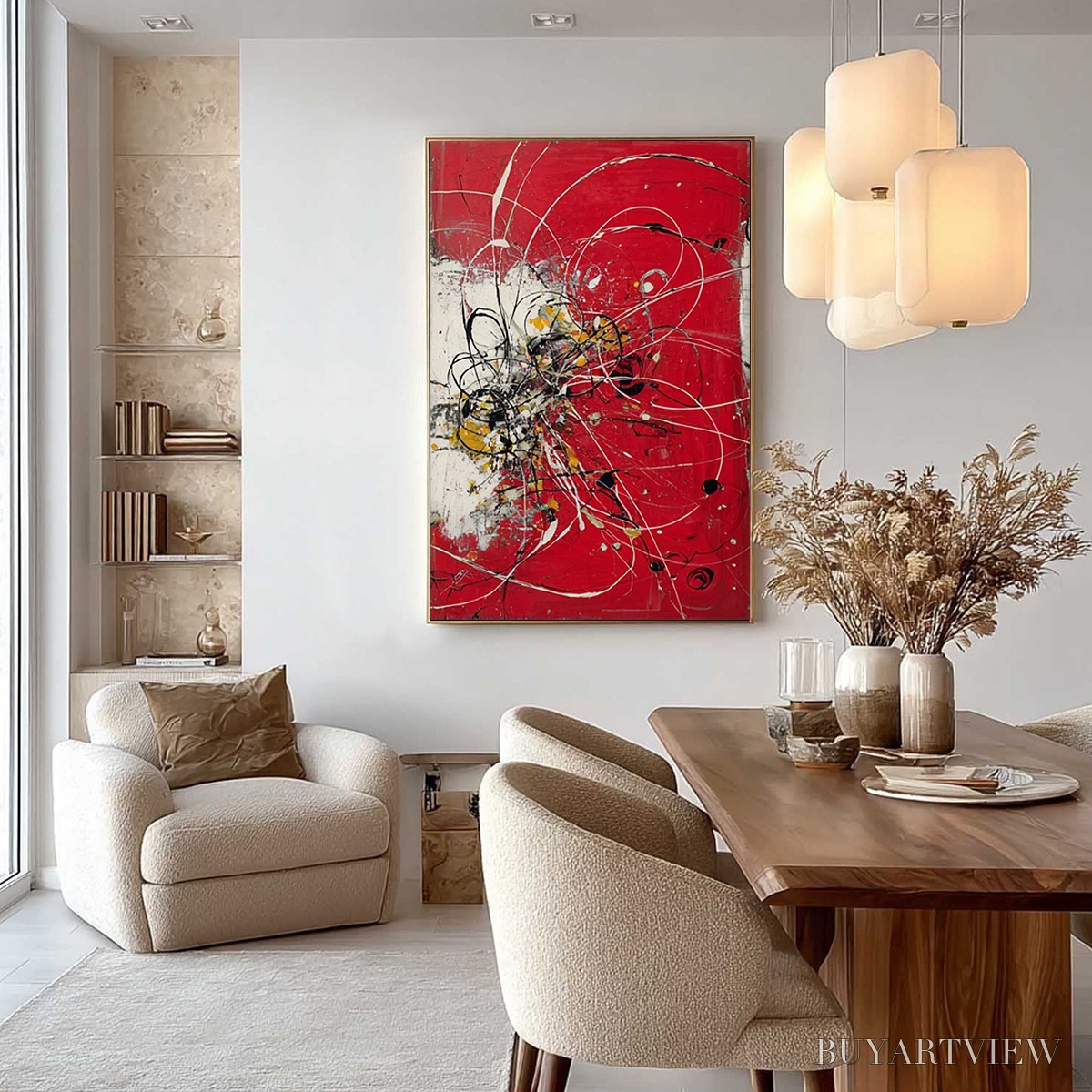 BUYARTVIEW Ignition – Bold Red and Black Abstract Expressionist - image 4