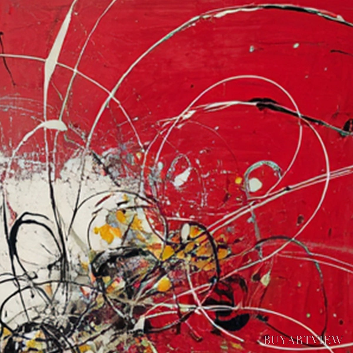 BUYARTVIEW Ignition – Bold Red and Black Abstract Expressionist - image 5