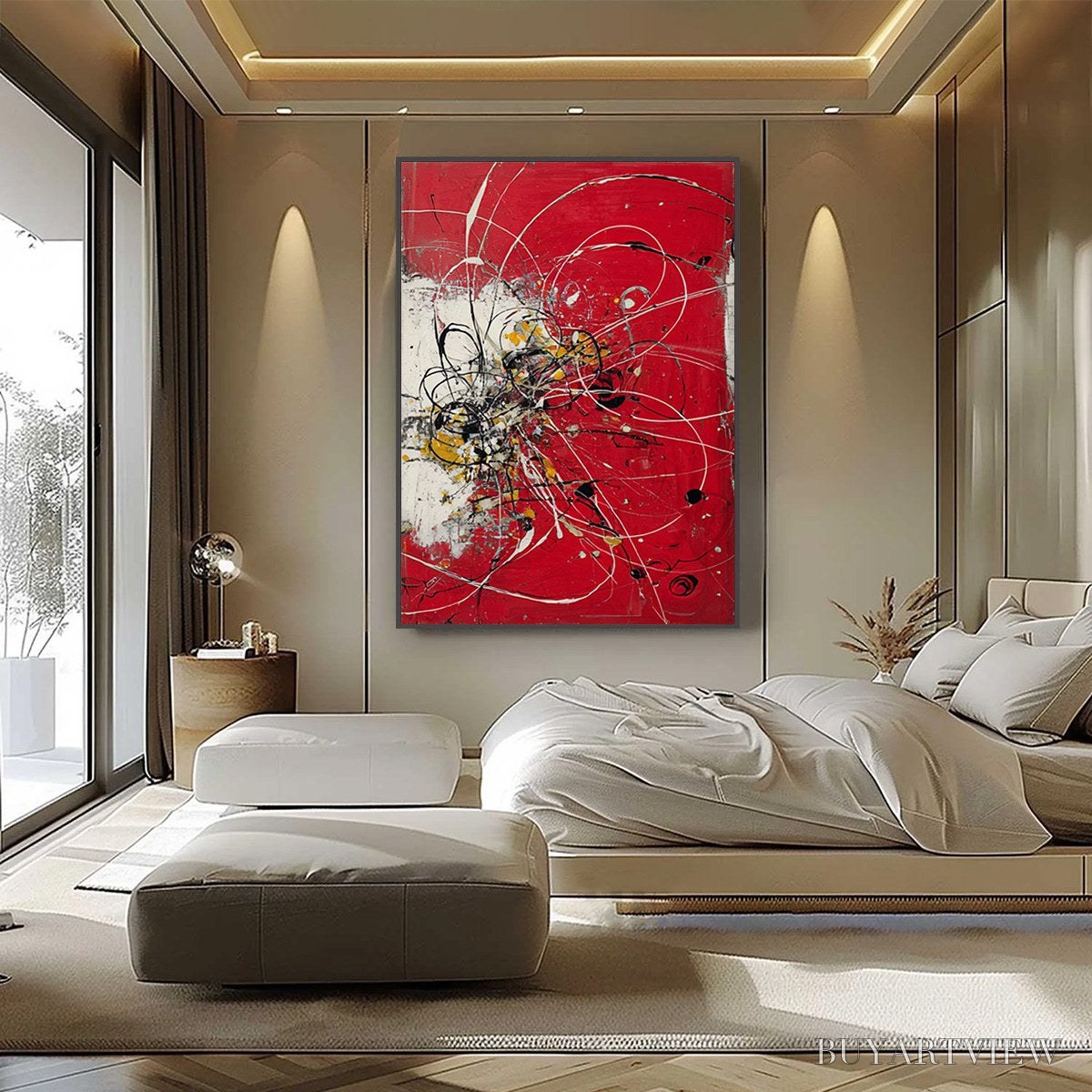 BUYARTVIEW Ignition – Bold Red and Black Abstract Expressionist - image 6