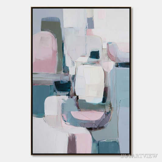BUYARTVIEW Morning Blush – Soft Contemporary Abstract Block Painting - image 1