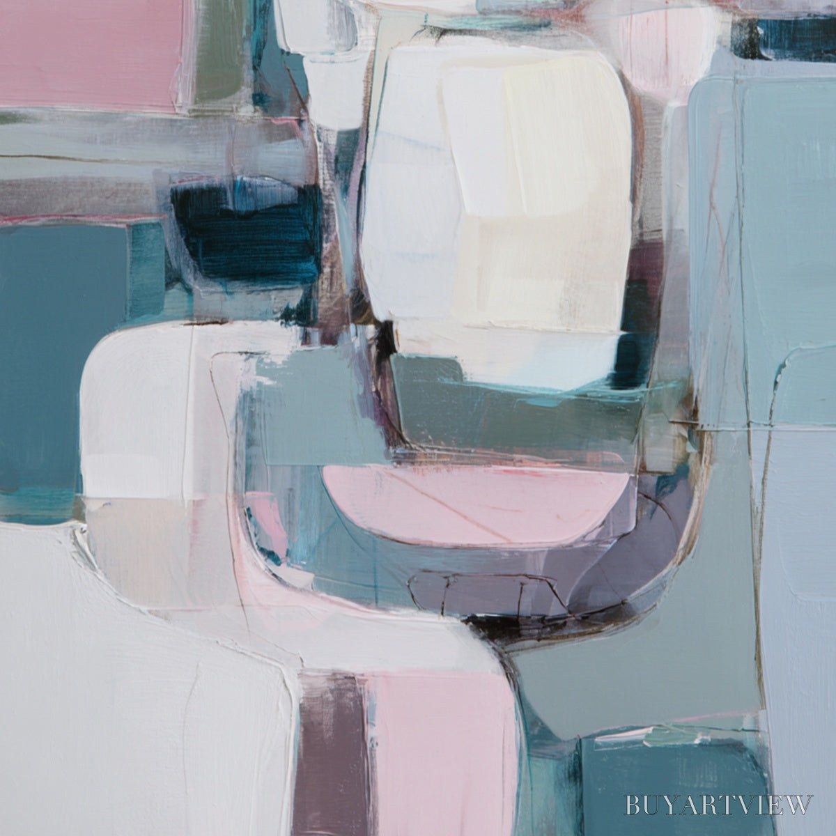 BUYARTVIEW Morning Blush – Soft Contemporary Abstract Block Painting - image 3