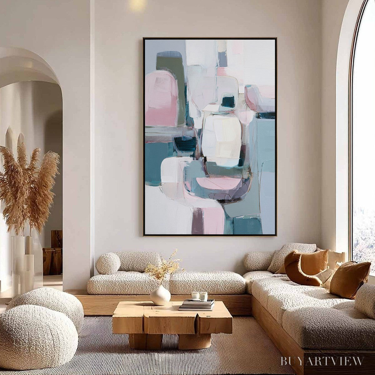 BUYARTVIEW Morning Blush – Soft Contemporary Abstract Block Painting - image 4