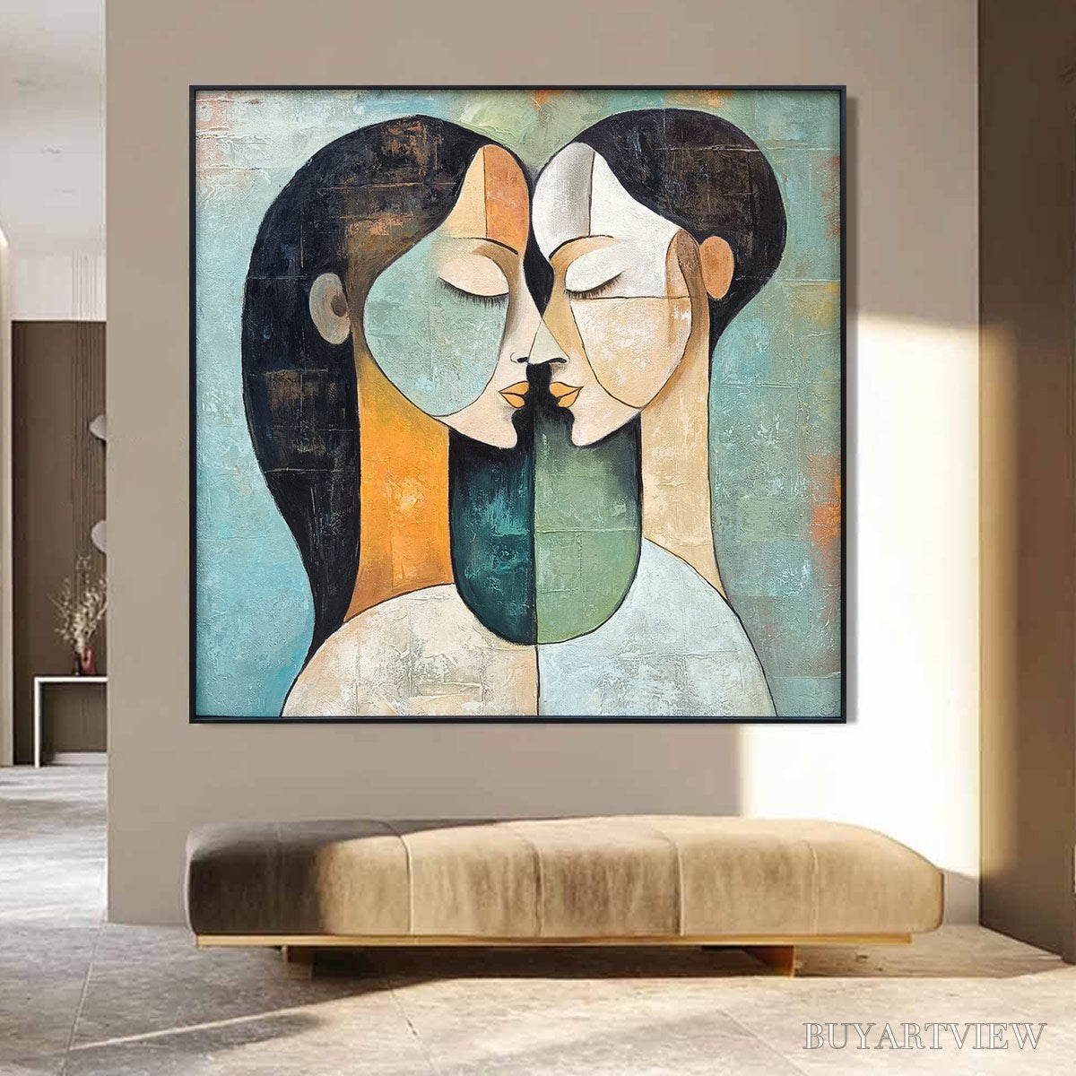 BUYARTVIEW Ready to Ship | Unity in Contrast | 28''X28'' | 70x70cm | Black Frame - image 1