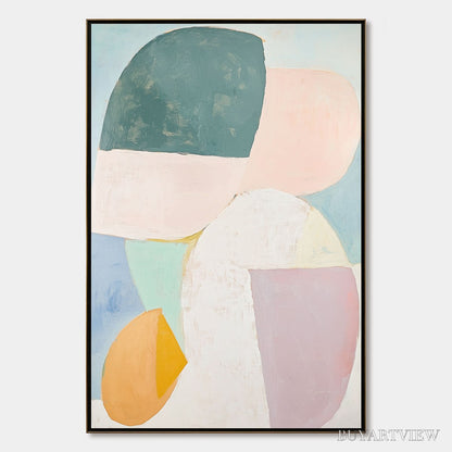 BUYARTVIEW Pastel Harmony – Soft Abstract Color Block Oil Painting - image 1