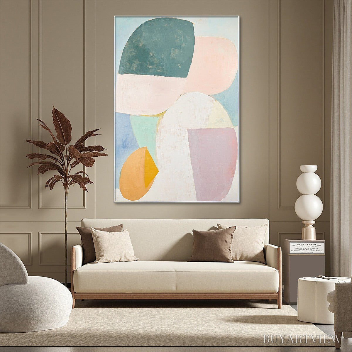 BUYARTVIEW Pastel Harmony – Soft Abstract Color Block Oil Painting - image 2
