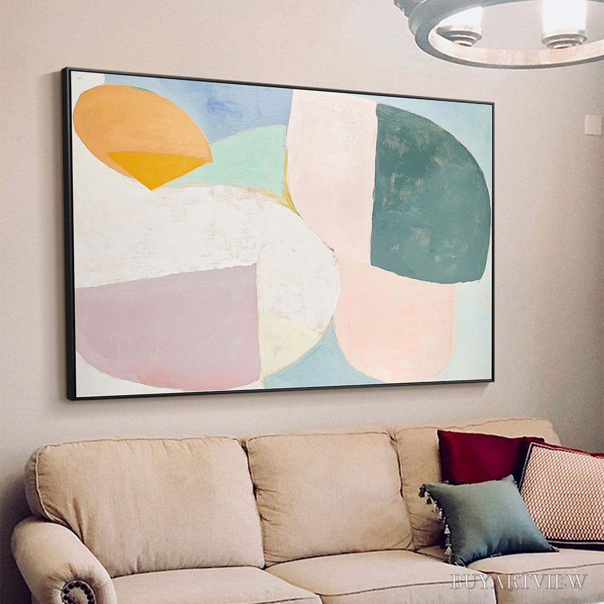 BUYARTVIEW Pastel Harmony – Soft Abstract Color Block Oil Painting - image 3