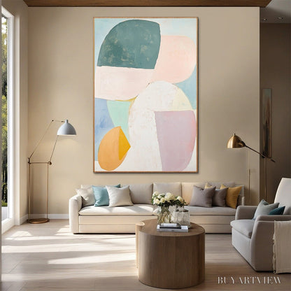 BUYARTVIEW Pastel Harmony – Soft Abstract Color Block Oil Painting - image 4