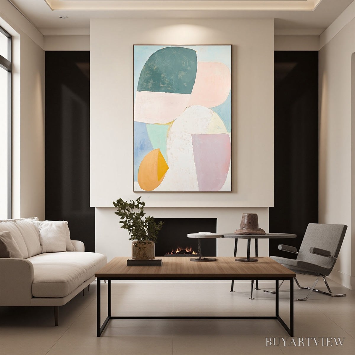 BUYARTVIEW Pastel Harmony – Soft Abstract Color Block Oil Painting - image 5