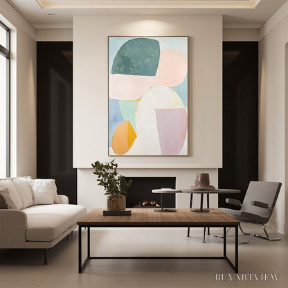BUYARTVIEW Pastel Harmony – Soft Abstract Color Block Oil Painting - image 5