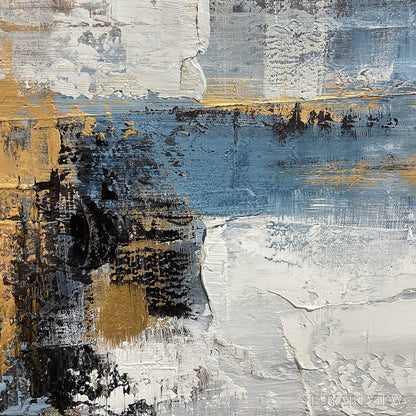BUYARTVIEW Golden Drift – Abstract Blue and Gold Oil Painting - image 3