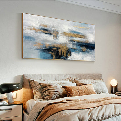 BUYARTVIEW Golden Drift – Abstract Blue and Gold Oil Painting - image 4