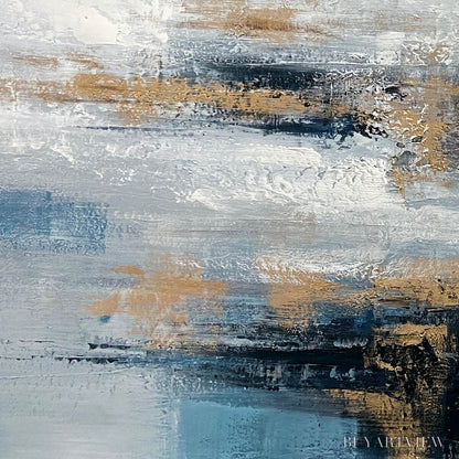 BUYARTVIEW Golden Drift – Abstract Blue and Gold Oil Painting - image 5