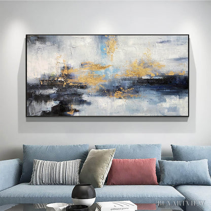 BUYARTVIEW Azure Dream – Abstract Blue and Gold Oil Painting - image 6