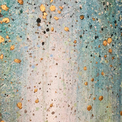 BUYARTVIEW Emerald Rain – Panoramic Abstract Oil Painting with Gold and Green - image 5