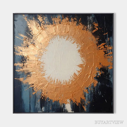 BUYARTVIEW Copper Nova – Square Abstract Oil Painting with Copper and Dark Blue - image 1
