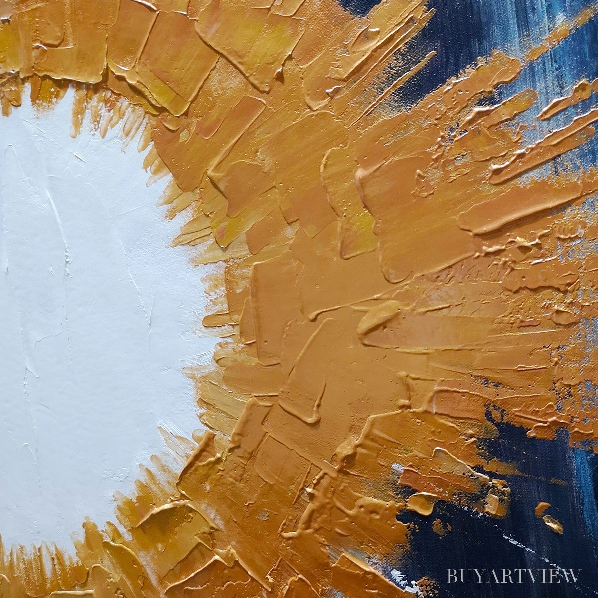 BUYARTVIEW Copper Nova – Square Abstract Oil Painting with Copper and Dark Blue - image 3