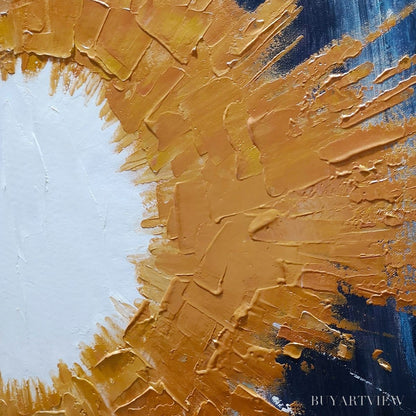 BUYARTVIEW Copper Nova – Square Abstract Oil Painting with Copper and Dark Blue - image 3