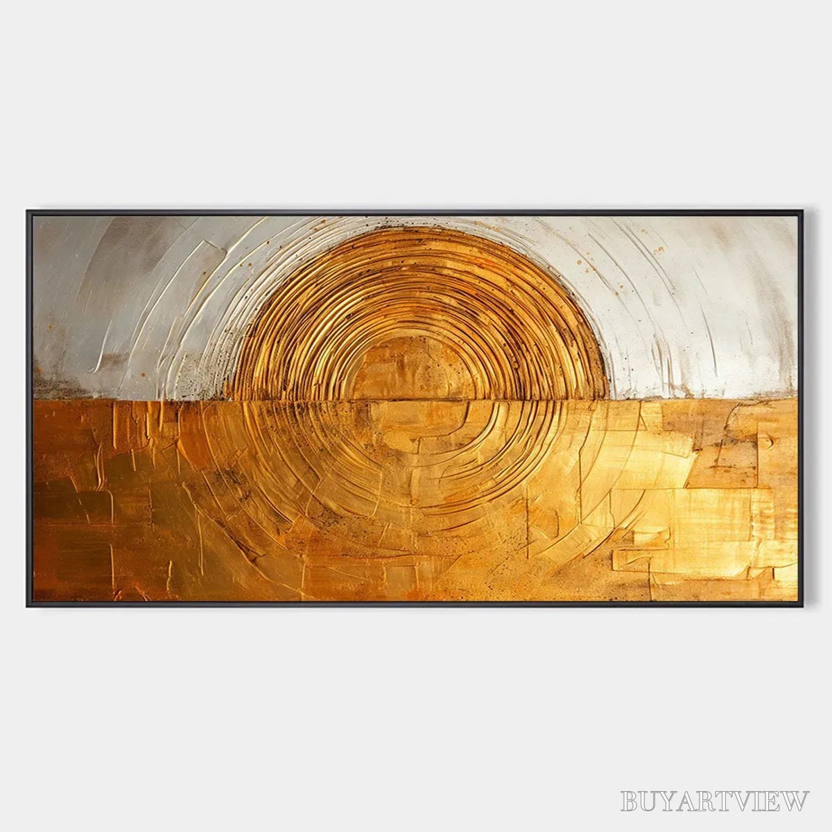 BUYARTVIEW Golden Era – Panoramic Abstract Oil Painting with Gold and Silver - image 1