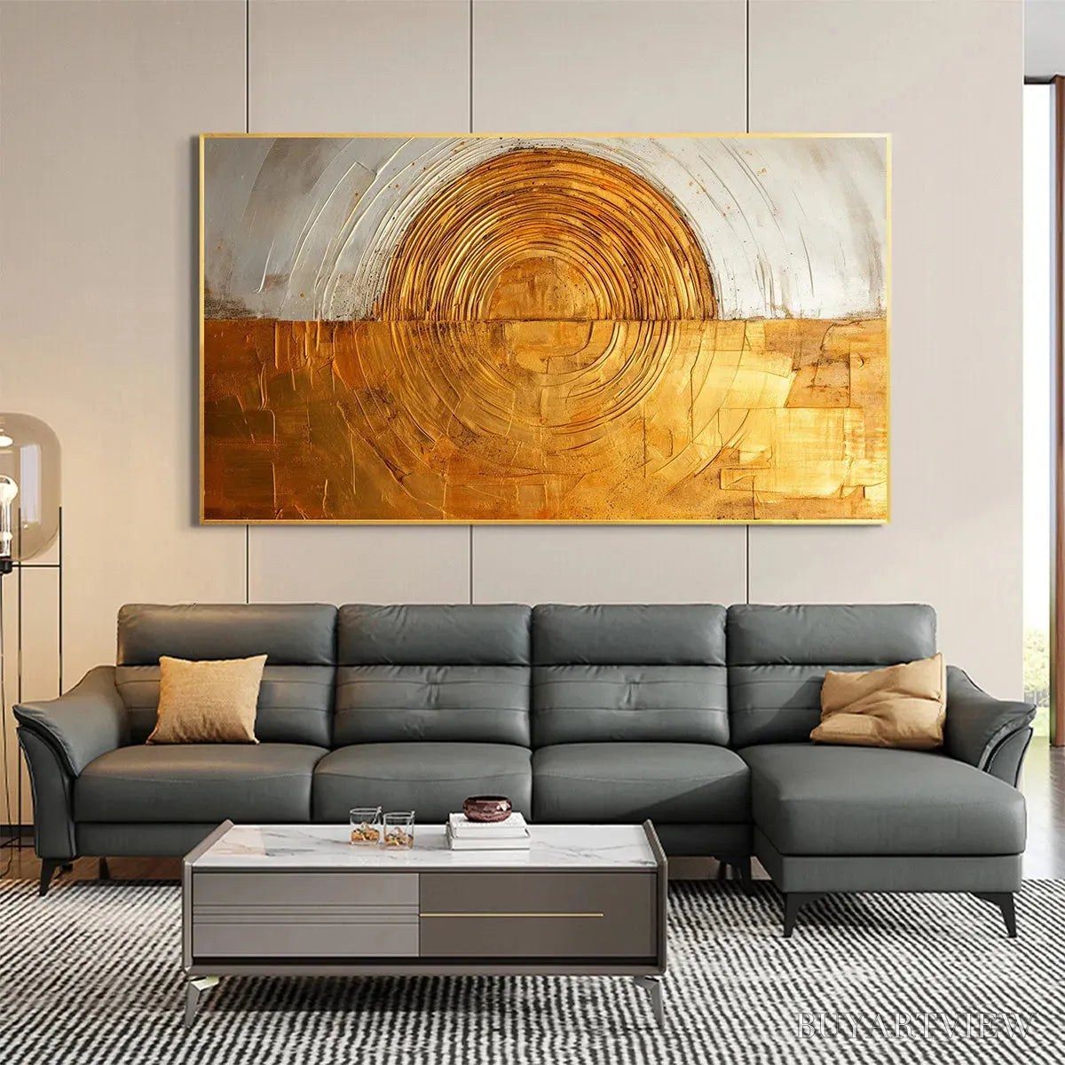 BUYARTVIEW Golden Era – Panoramic Abstract Oil Painting with Gold and Silver - image 2
