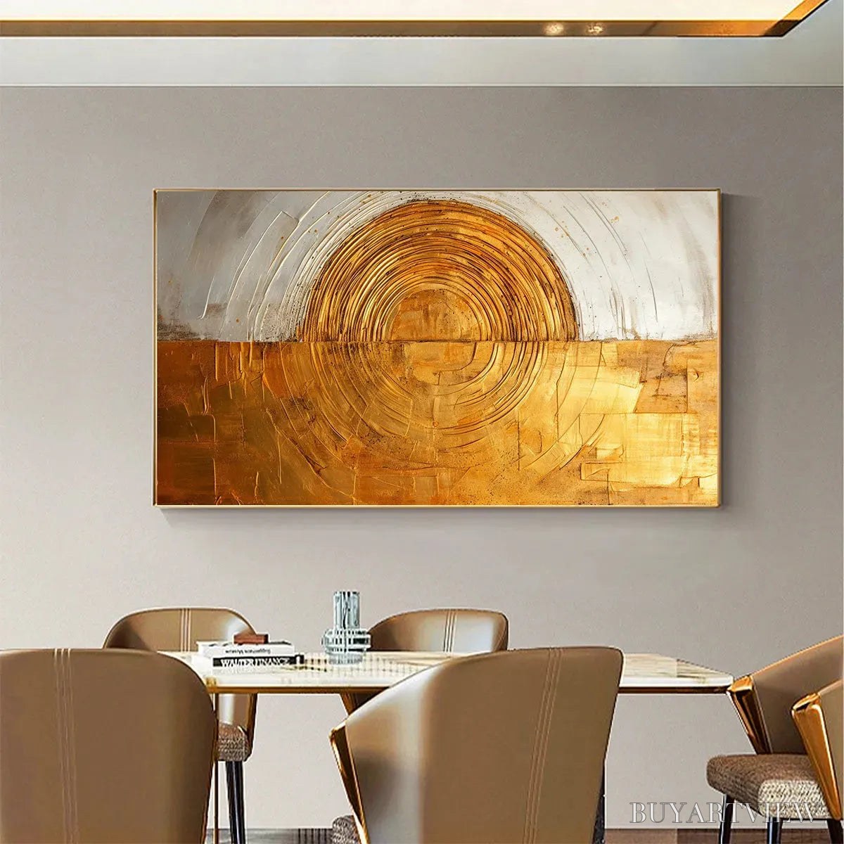 BUYARTVIEW Golden Era – Panoramic Abstract Oil Painting with Gold and Silver - image 3
