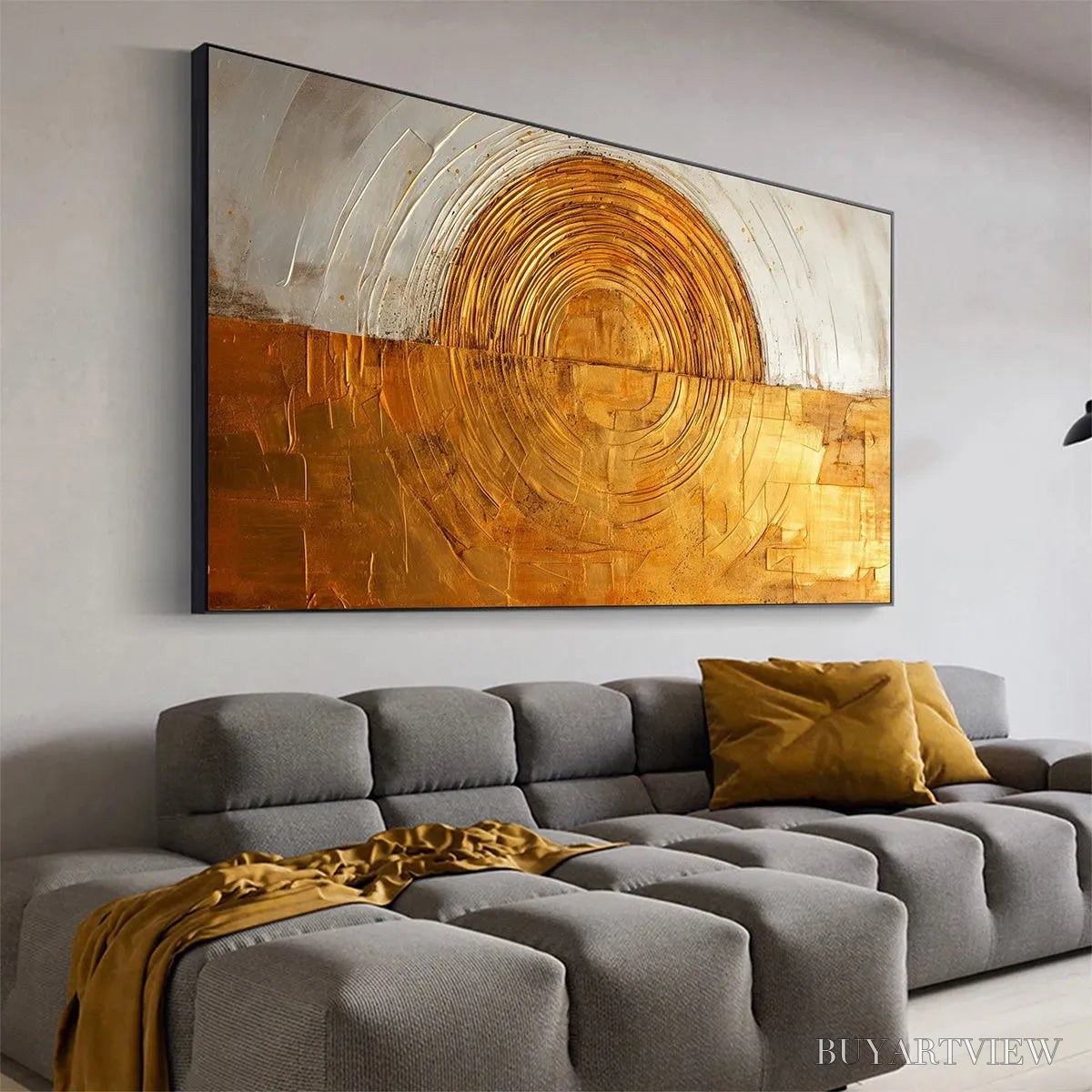 BUYARTVIEW Golden Era – Panoramic Abstract Oil Painting with Gold and Silver - image 5