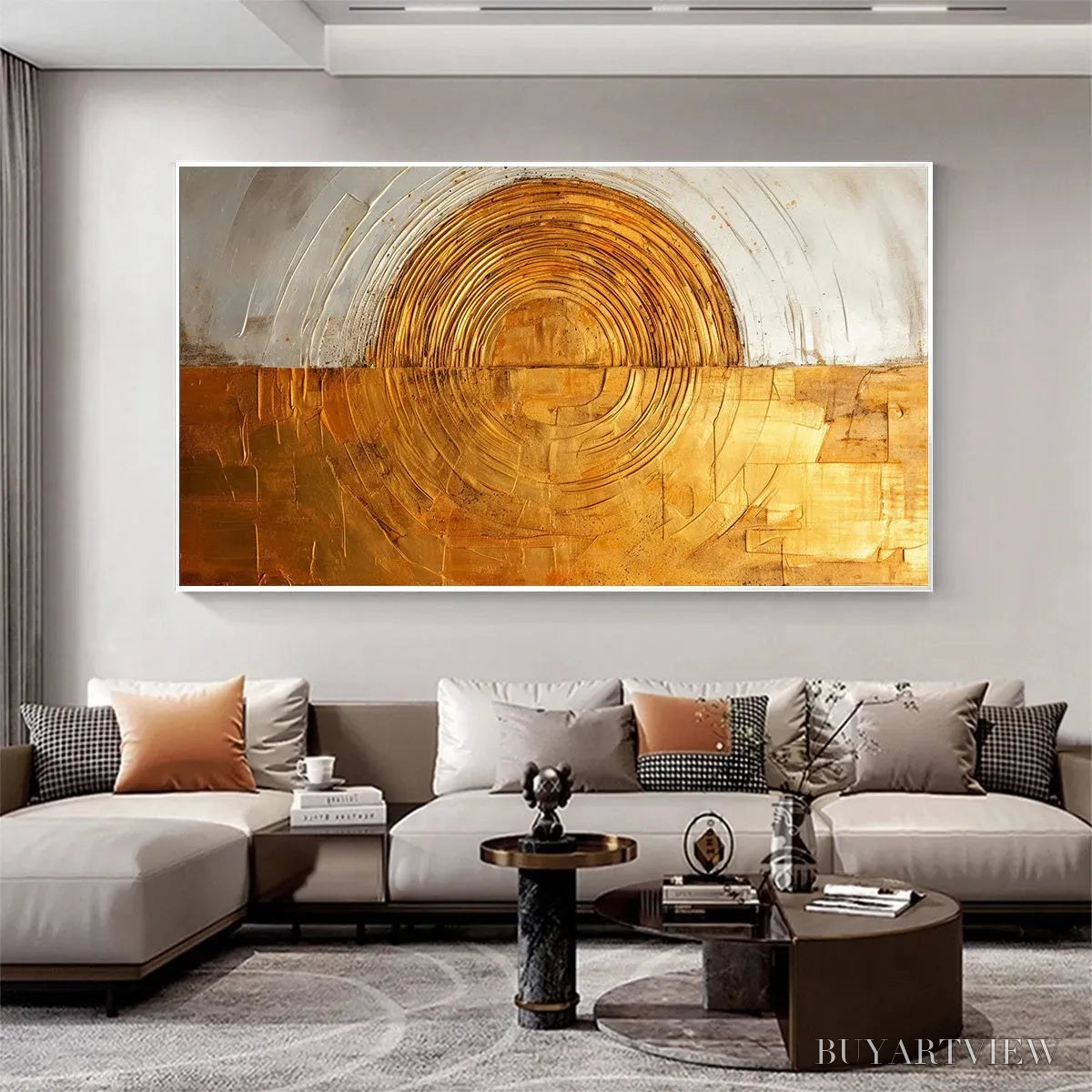 BUYARTVIEW Golden Era – Panoramic Abstract Oil Painting with Gold and Silver - image 6